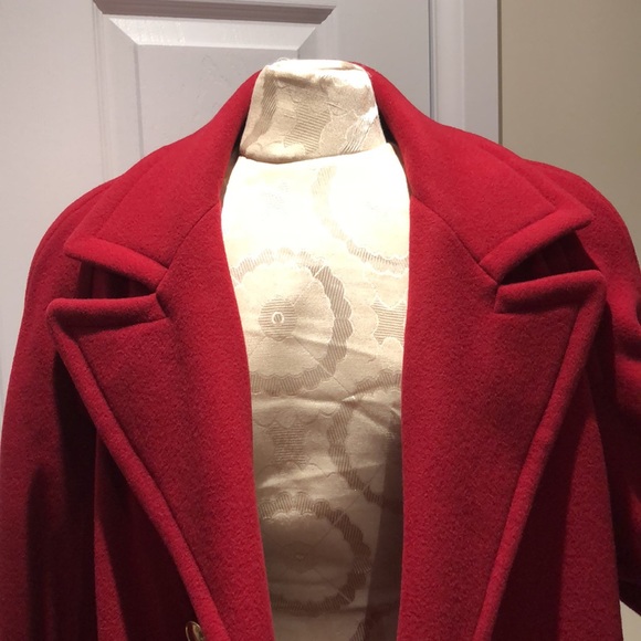 Anna | EUC Red Australian Virgin Lambswool Pea Coat - Picture 6 of 12